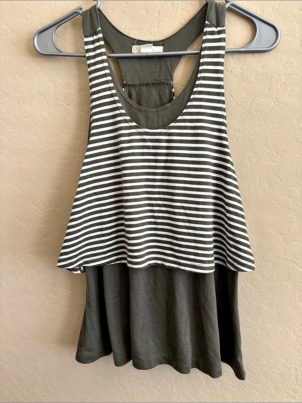Women's Striped Layered Tank Top in Black & White
